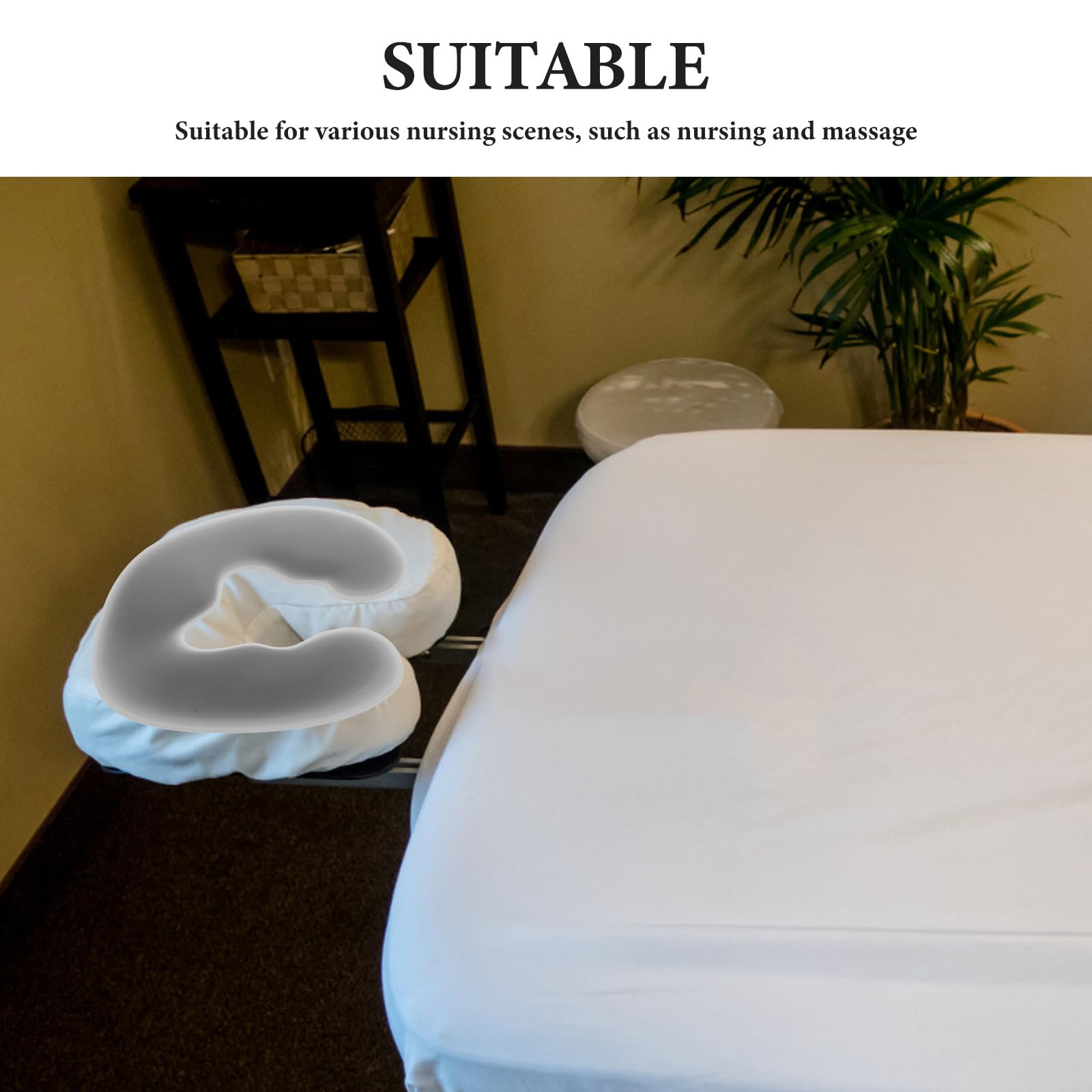 Almohada para dormir boca abajo, de silicona, para masaje en casa, para mujeres y adultos, para el cuidado de la piel, salón de belleza, viajes, color gris.