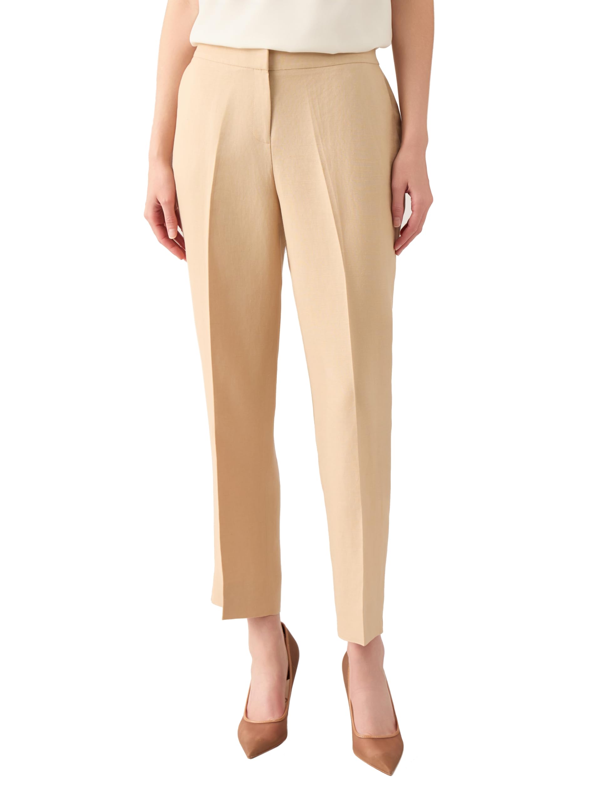 Kasper Womens Linen Flat Front Slim Pant