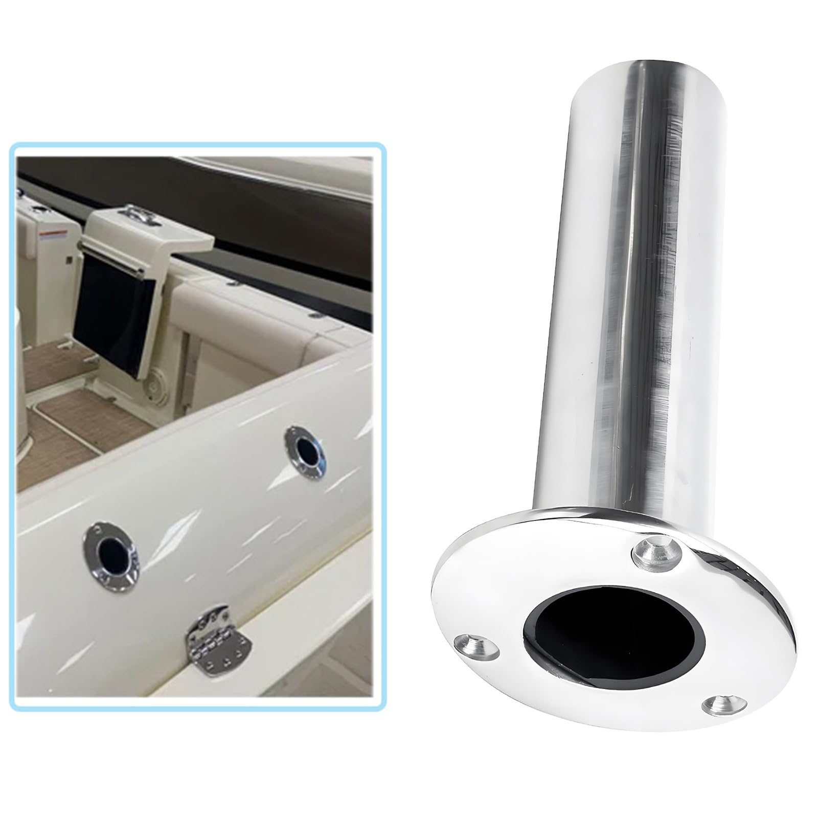 Waterside - Soporte para caña de pescar en acero inoxidable, soporte de metal para barco y muelle con posicionamiento de caña, soporte para barco, muelle de pesca, acero inoxidable, montaje junto al