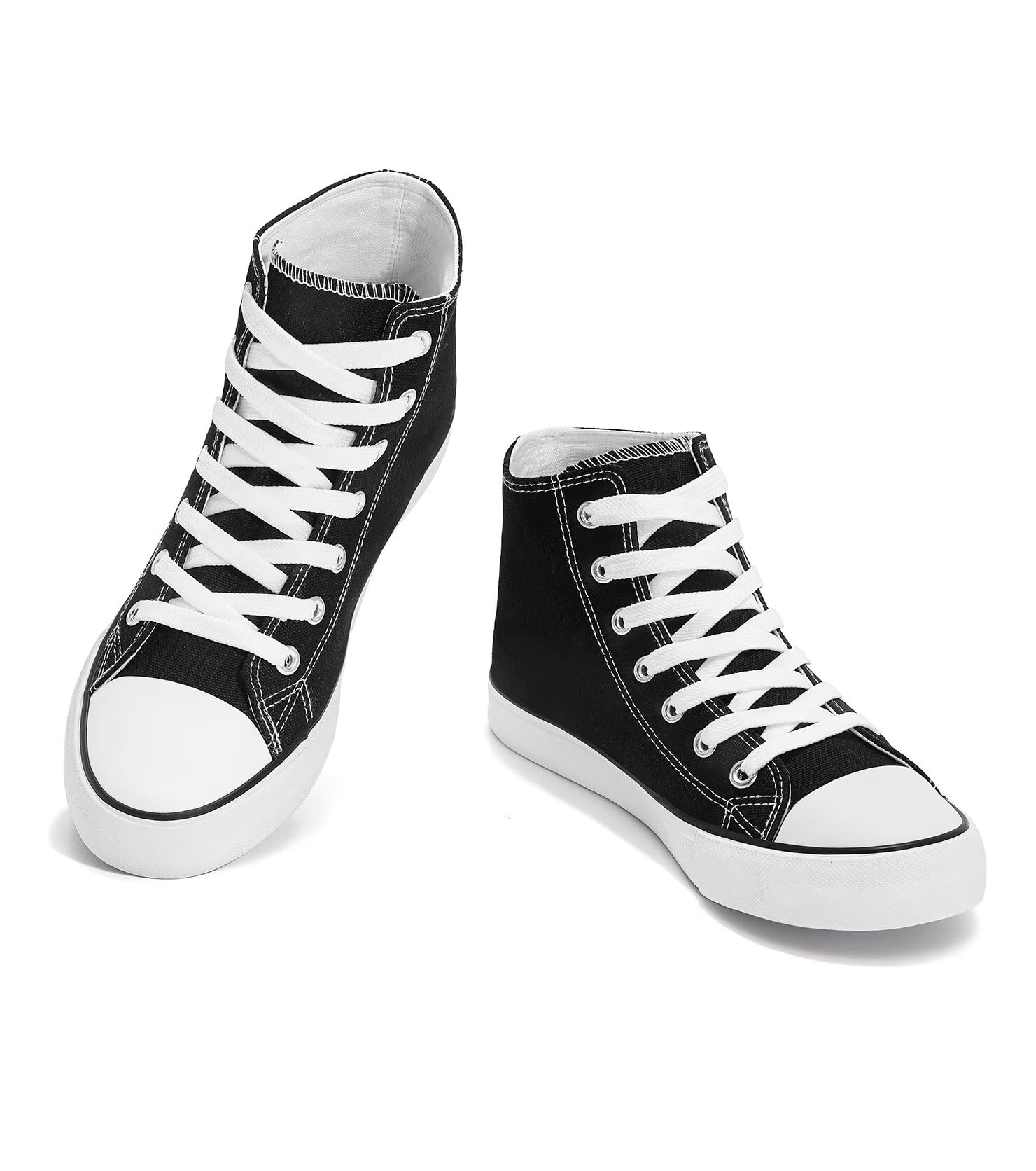 Womens High Top Canvas Sneakers, Lace up Fashion Tennis Shoes for Women Casual Classic Walking Shoe for Everyday Wear