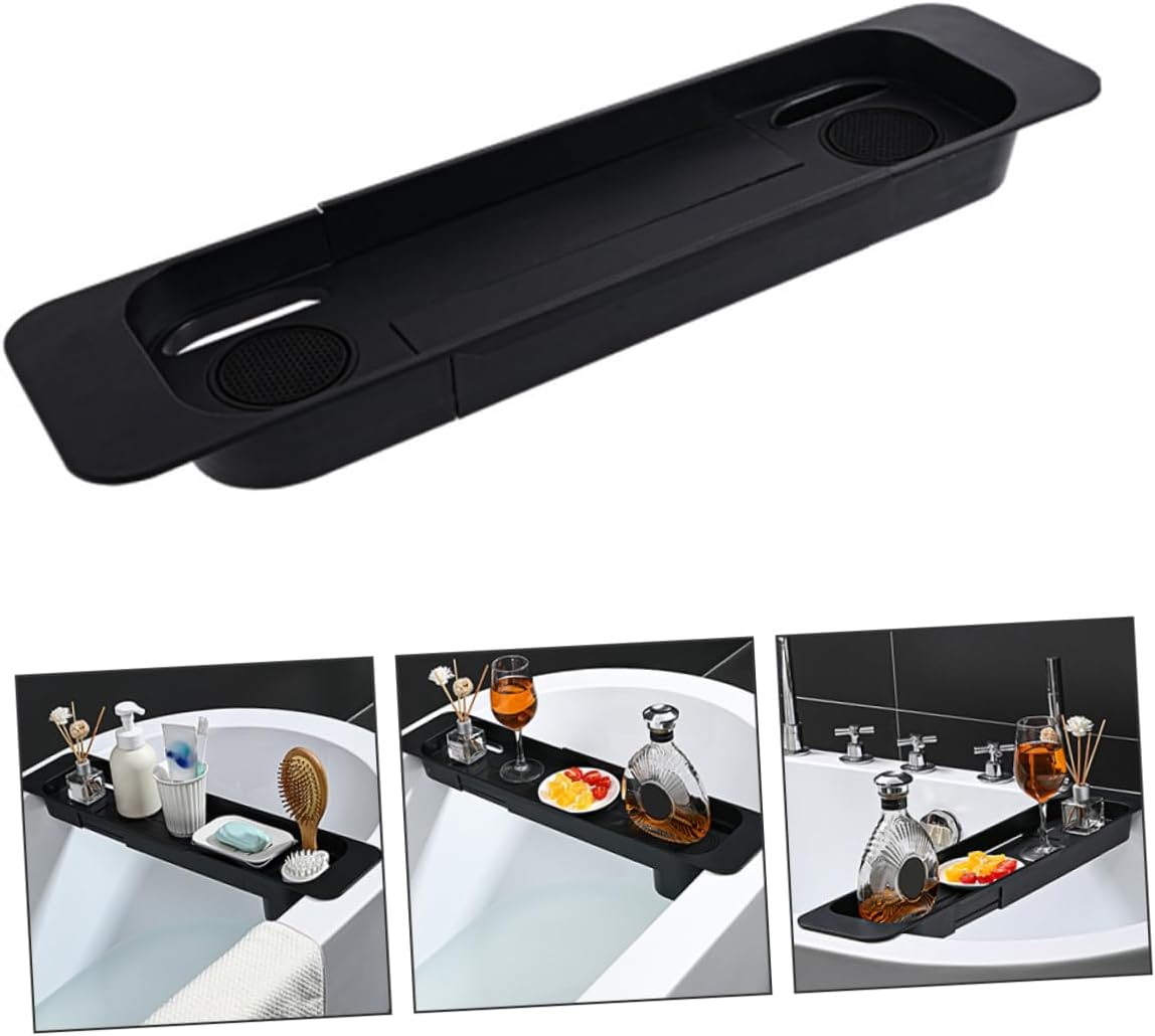 DECHOUS Telescopic Plastic Bathtub Storage Rack Adjustable Bath Tray for Organizing Fits Most Tubs for Bathroom Accessories and Relaxation