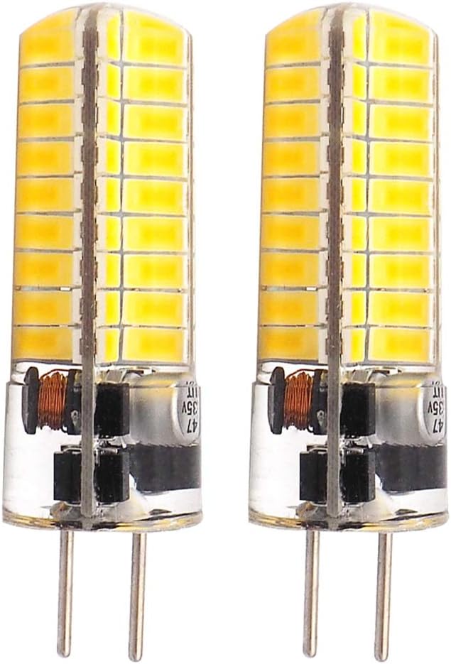 GLMING 3.5W GY6.35 72-5730 SMD LED Bulb G6.35 Bi-pin Base AC12V DC12V-24V Silicone Crystal Corn Bulb 450Lumens Warm White Pack of 2
