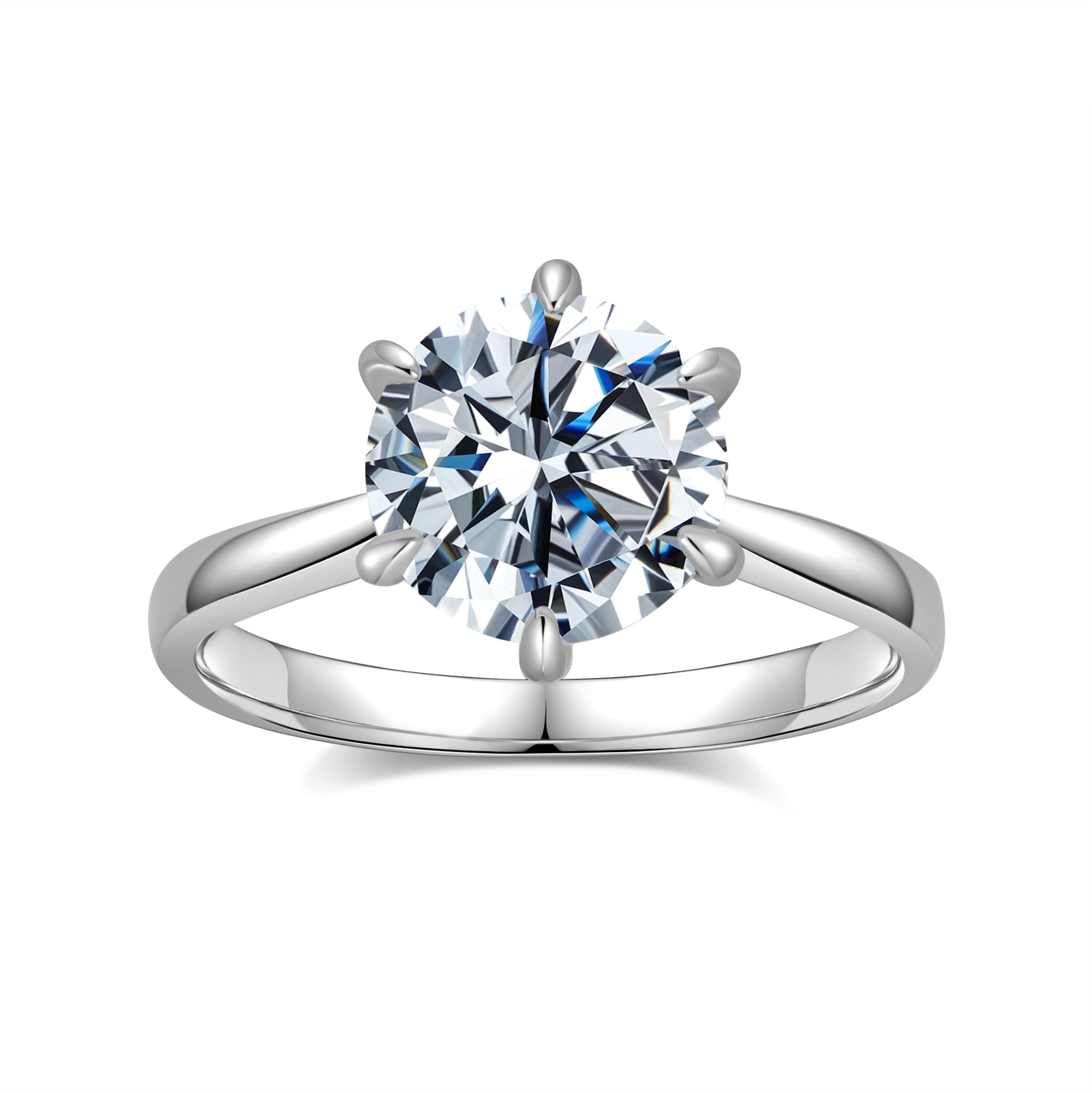 Aurora & Fiori Engagement Ring for Women, Women's CZ Round Solitaire Ring with 18K Yellow/White Gold Plated, Engagement Wedding Band Jewelry for Women