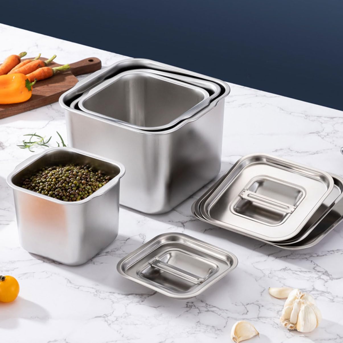 MAGICLULU 4piezas Contenedor De Especias Inoxidable Con Tapa Tarro Multifuncional Para Condimentos Organizador De Cocina Para Almacenamiento De Sazonadores y Especias Hogar y