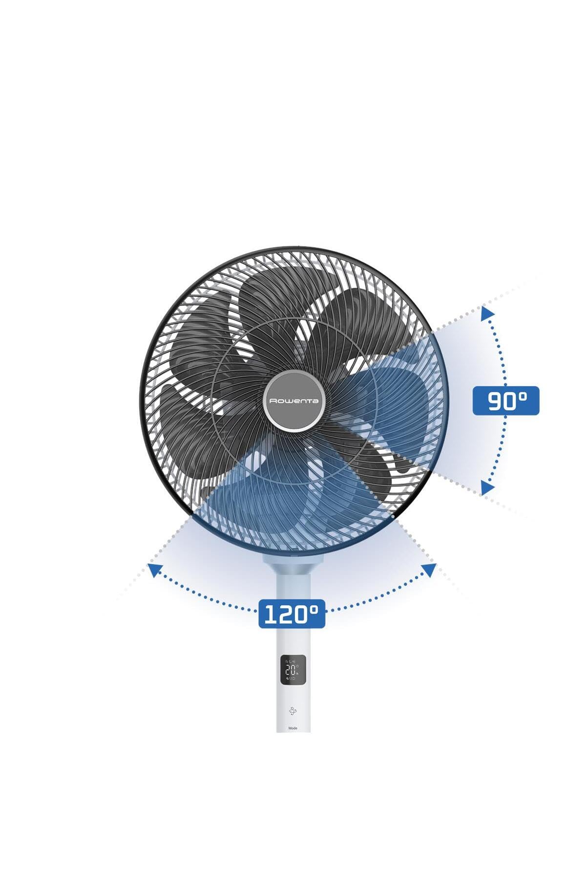 Rowenta Ventilatore a piantana Turbo Swift Silence, rinfrescante intenso, estremamente silenzioso con soli 20 dB(A), oscillazione multidirezionale, modalità silenziosa (Ricondizionato)