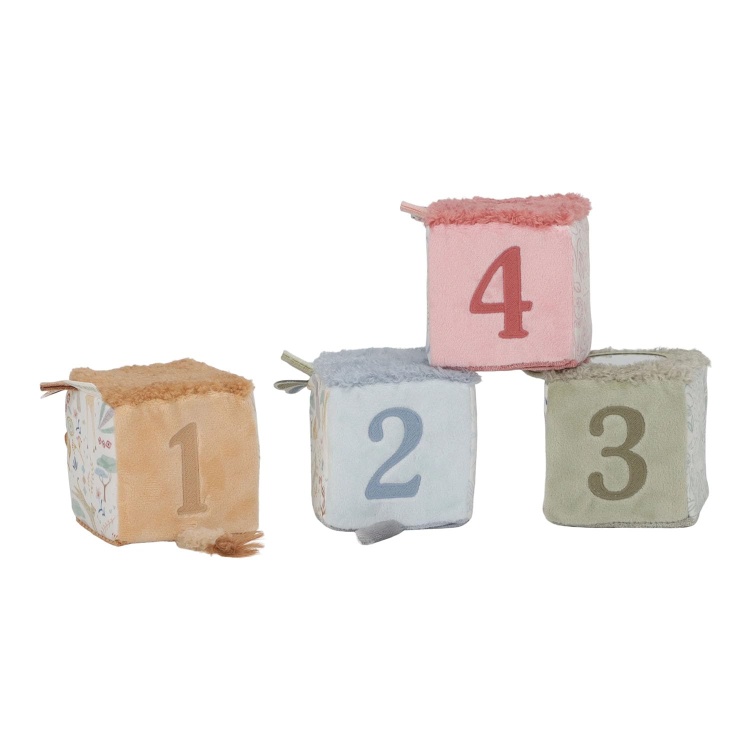 Little Dutch Activity Stoffwürfel - Fühlwürfel - Spielwürfel - Aktivitätswürfel - für Babys ab der Geburt - Unisex - Safari Friends