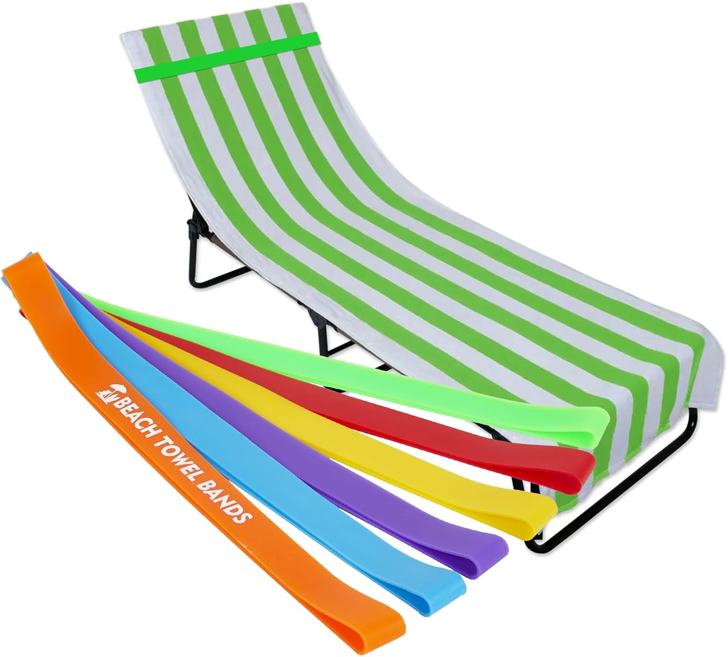 Towel Bands (6-Pack) for Beach,Pool&Cruise Chairs-Silicone Beach Towel Bands,Chair Bands for Beach Towels Cruise Essentials-Summer Alternative to Beach Towel Clips