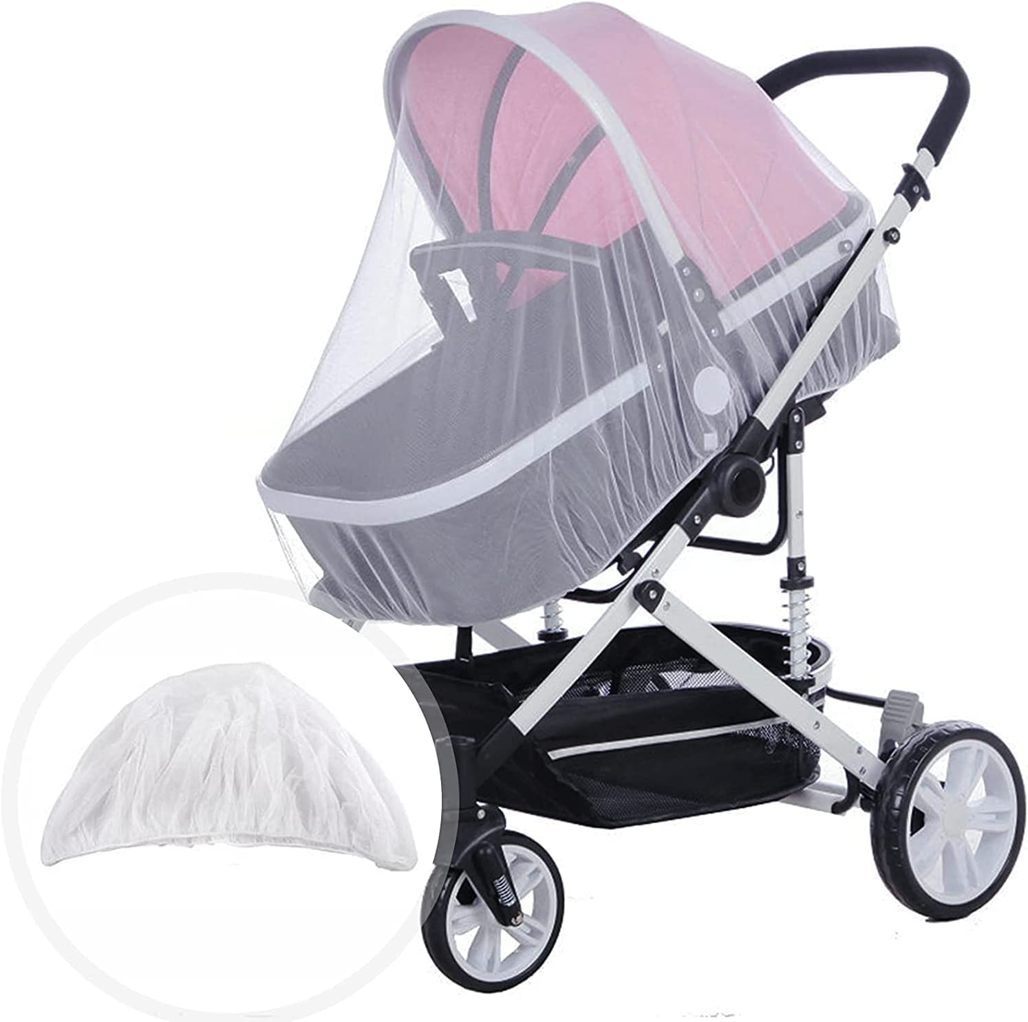 Universal Stroller Mosquito Net, Breathable Mesh Net, Durable Baby Stroller Mosquito Net Fly/Bug Insect Protection Cover For Pushchair Car Seat Buggy Carrycot Bed Stroller Bassinet Basket