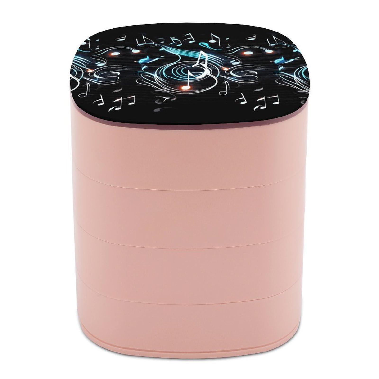 VstaDank 360° Rotating Music Note Jewelry Box, Multi-Layer Large Capacity Jewelry Organizer for Earrings Necklaces Rings, Dustproof Desktop Storage Case for Women