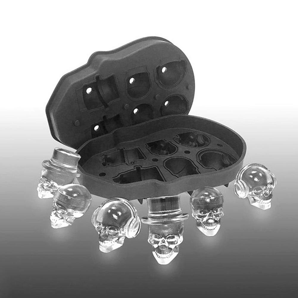 Funnyking3D Skull Ice Cube Maker DIY Creative Silica Gel Skull Tray Mold Chocolate Mould Home Bar Party Cool Whiskey Wine Bar Tool
