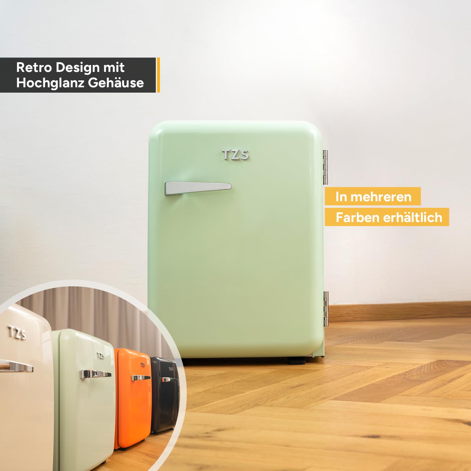 TZS First Austria Retro Mini Kühlschrank 40L Lautlos Vintage Minibar