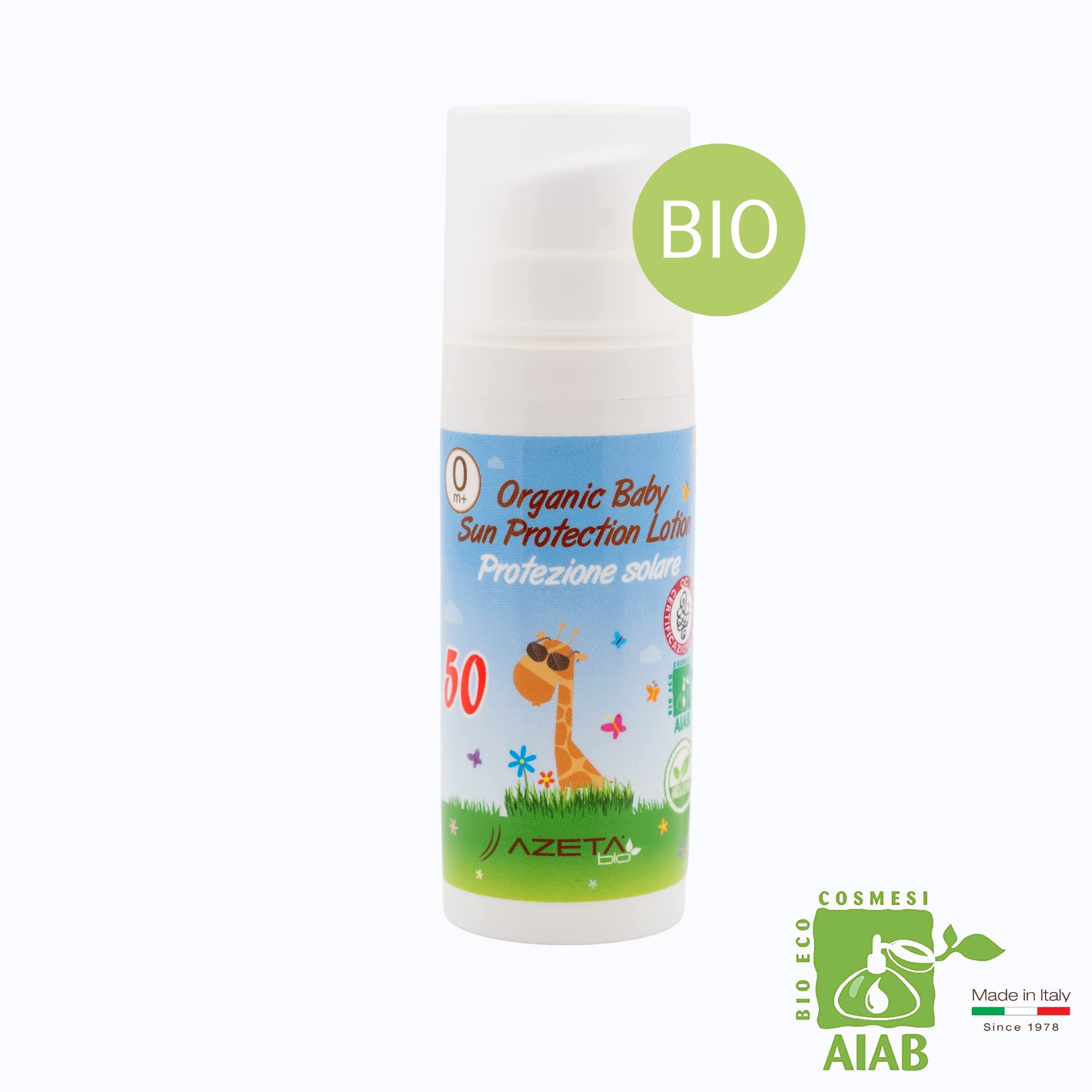 Bio Sonnencreme für Baby & Kinder-LSF50 sensitiv,für Gesicht und Körper| hoher sofortiger Schutz der empfindlichen Haut| Mineralfilter|Naturkosmetik|Sun Protection Sonnenschutzcreme AZETA bio 50ml