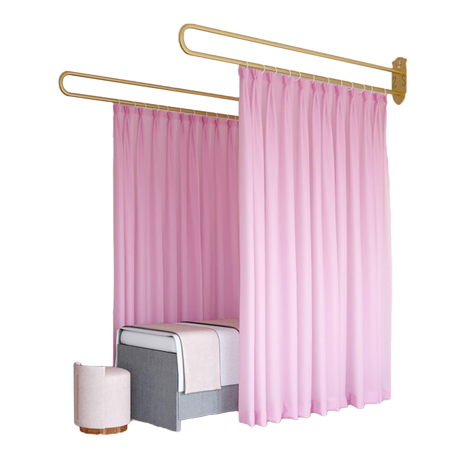 WQPMNYG Beauty Salon Divider Curtain 2.2m UShaped Support Pole SemiTransparent Room Divider for Living Room & Dining Area Curtain & Support Rod Set Included