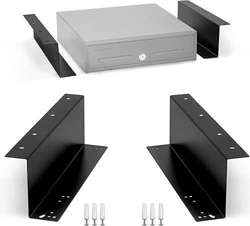 Soporte de metal para montaje debajo del mostrador de cajón soportes de montaje de acero resistente negro de 13 pulgadas para instalación debajo del