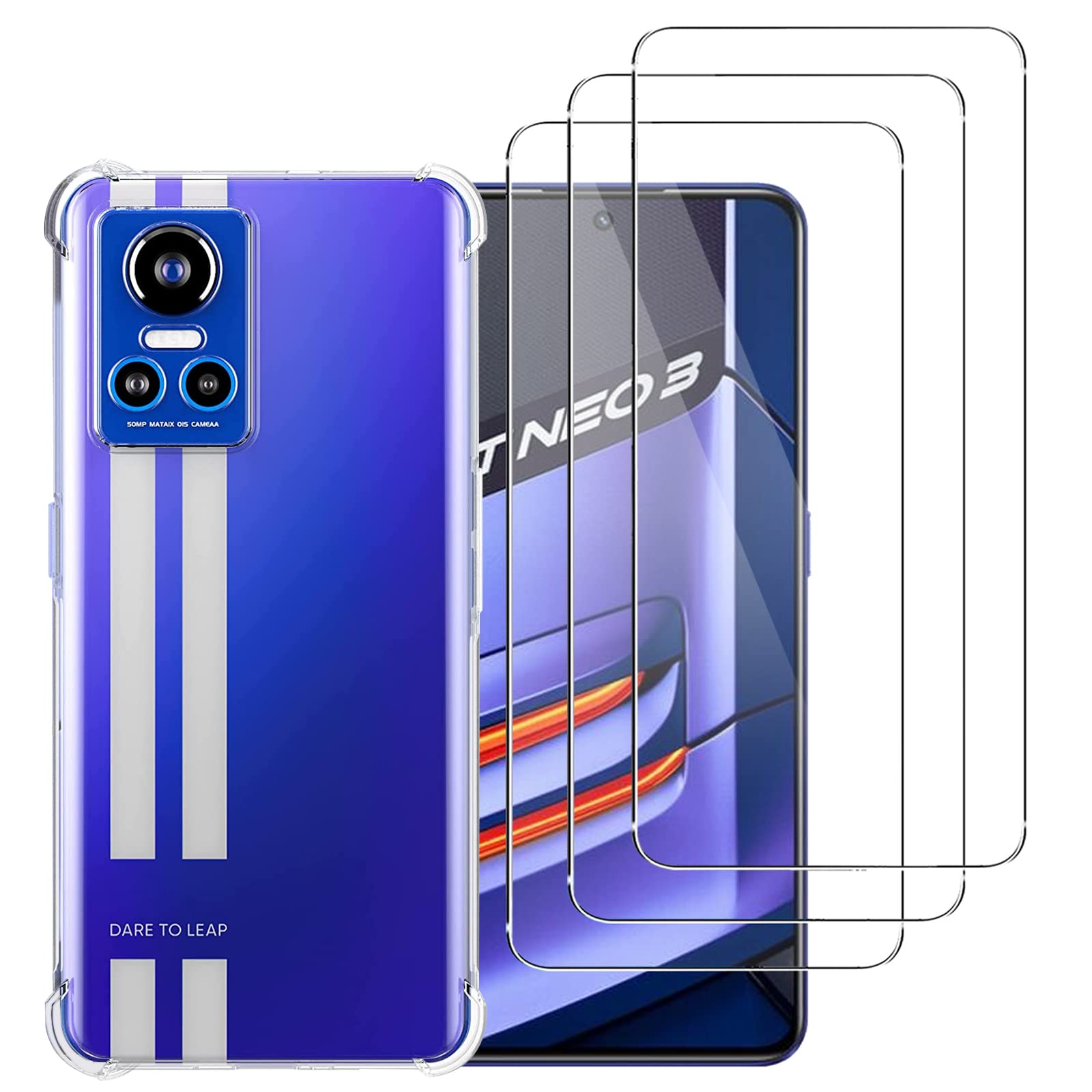 CooToly Screen Protector for Realme GT Neo 3 Tempered Glass Protector with Transparent Phone Cover Anti-Scratch(Clear)