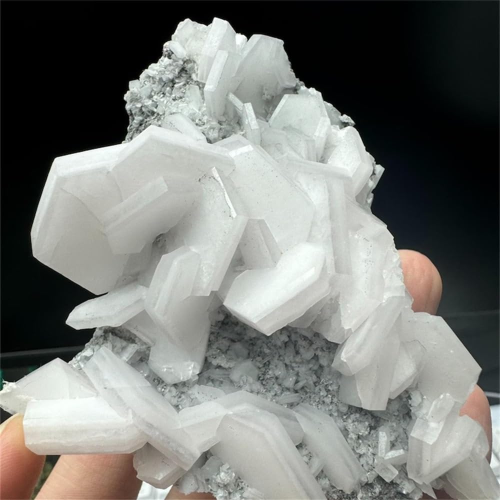 YLQUXEUV 1pc 210-320g Stunning White Rose Calcite Stone Bohemian Style with Fluorescent Effect under Purple Light