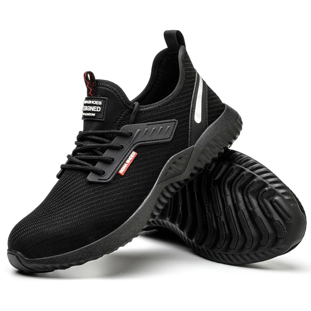 Zapatos de Seguridad Calzado de Seguridad Zapatillas de Seguridad Zapatos de Trabajo Comodos Ultraligeras Transpirables Hombre Mujer Zeta Black EU 44