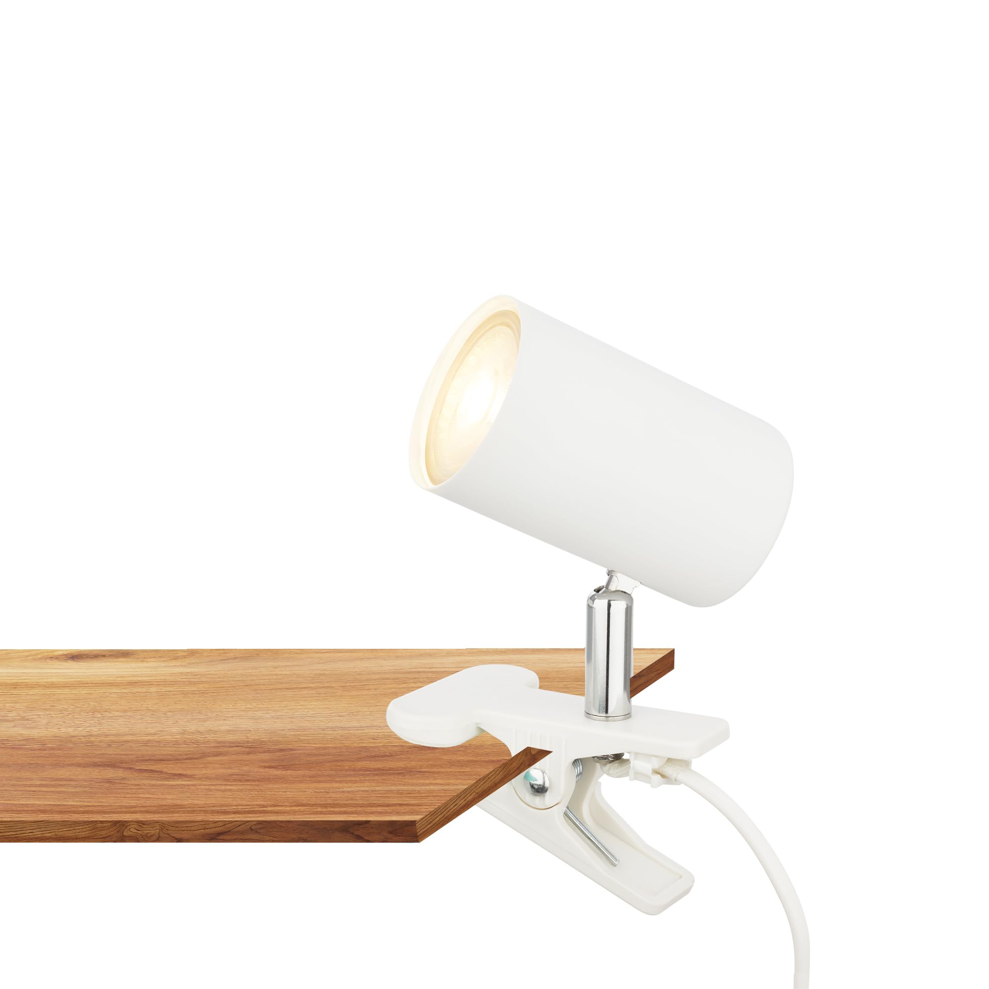 BRILONER - Lampada da scrivania con interruttore a cavo, orientabile, a spina, lampada da lettura, lampada a morsetto, lampada a morsetto, 16,5x6,5x12cm, bianco