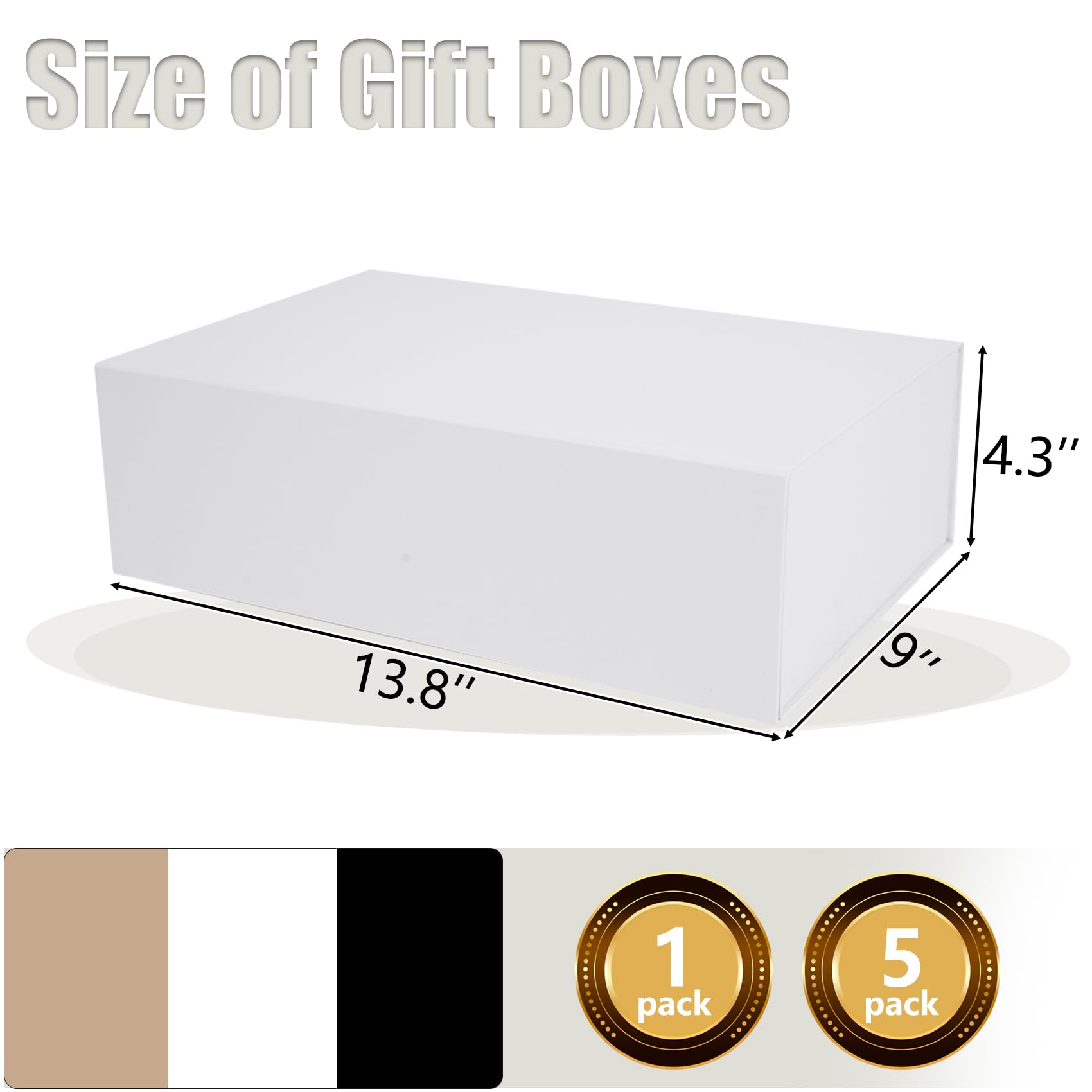 Aimyoo Confezione regalo nera, 35 x 22,9 x 10,9 cm, con coperchio e chiusura magnetica, rettangolare, pieghevole, per proposte di sposo, matrimoni, compleanni, confezione da 5