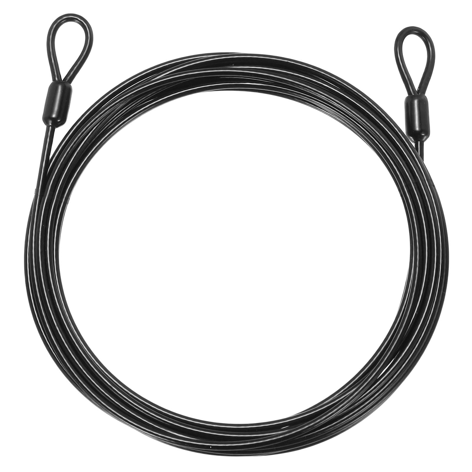 PATIKIL Security Cable Lock (3mm Dia 4.5m 50kg Load Capacity, Black) Vinyl Coated Stainless Steel Double Loops Flexible Wire Rope Safety Cable Luggage Lock Suit for - Outdoor