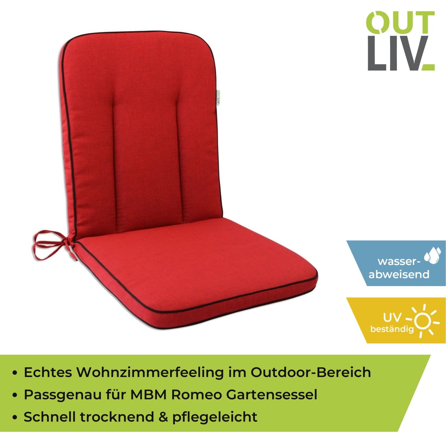 OUTLIV Polsterauflage Für Gartenstuhl - Sitzkissen 90x42cm In Anthrazit