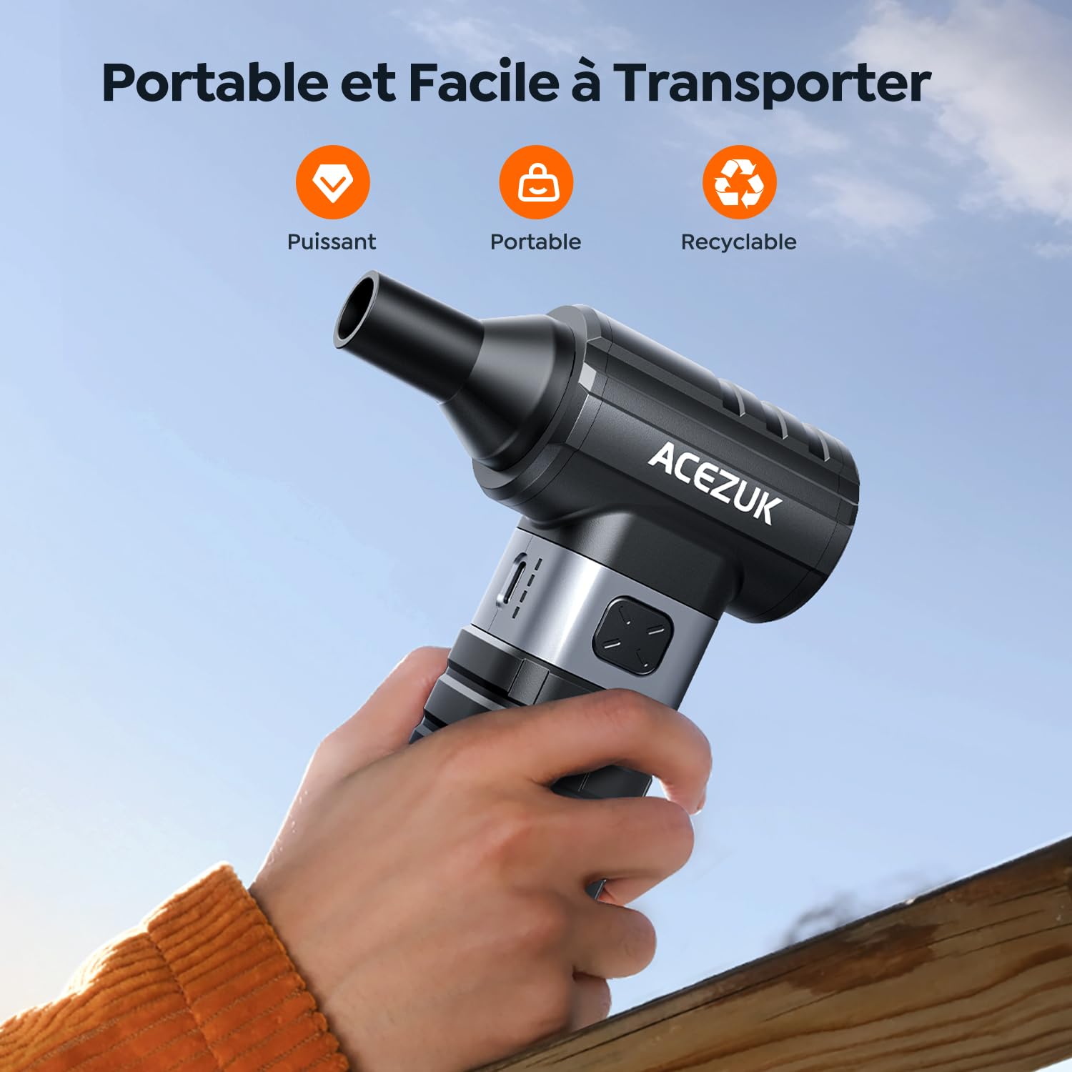 Souffleur Air Comprimé 300000TR/Min, Dépoussiérant Puissant Électrique avec 10500mAh Batterie, Souffleur PC à 4 Vitesses, Bombe Air Sec pour Voiture, Kit de Nettoyage de Clavier d'Aspirateur