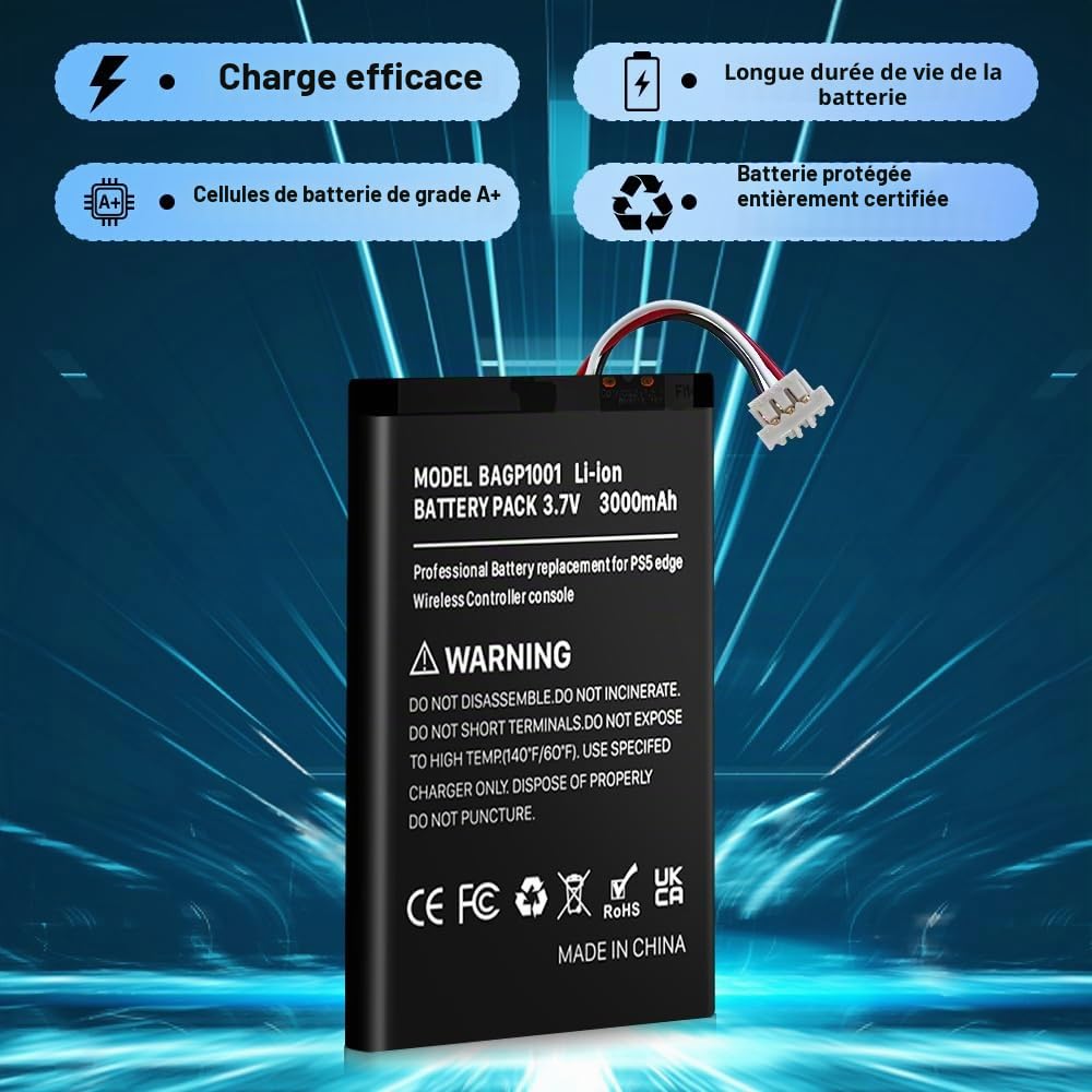 3000 mAh BOANV Batterie pour Sony PlayStation DualSense Edge,Batterie de Remplacement Haute Capacité Améliorée pour Manette PS5 Edge avec Kit de Réparation (2 Pcs)