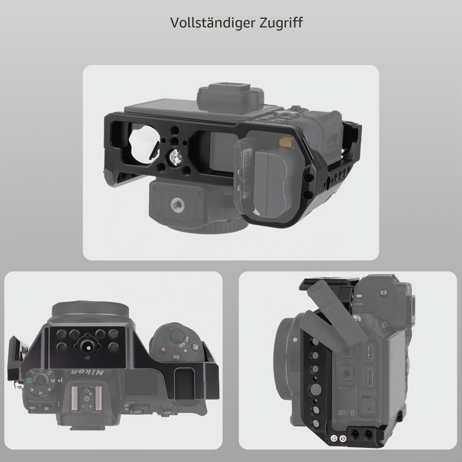 Leftfoto Kamera-Vollkäfig, für Nikon Z6II Z6 Z7II Z7, spiegellos, Verlängerungshalterung, Mikrofonfülllicht, Filmzubehör, mit kaltem Schuh