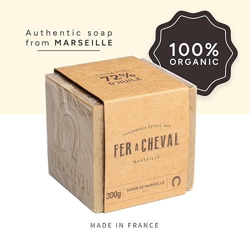 Miniatura 3 de Fer à Cheval Pure Olive Authentic Savon De Marseille Soap Bar, Natural Plant-Based Savon Marseille Soap Cube with French Olive Oil Soap, 300g