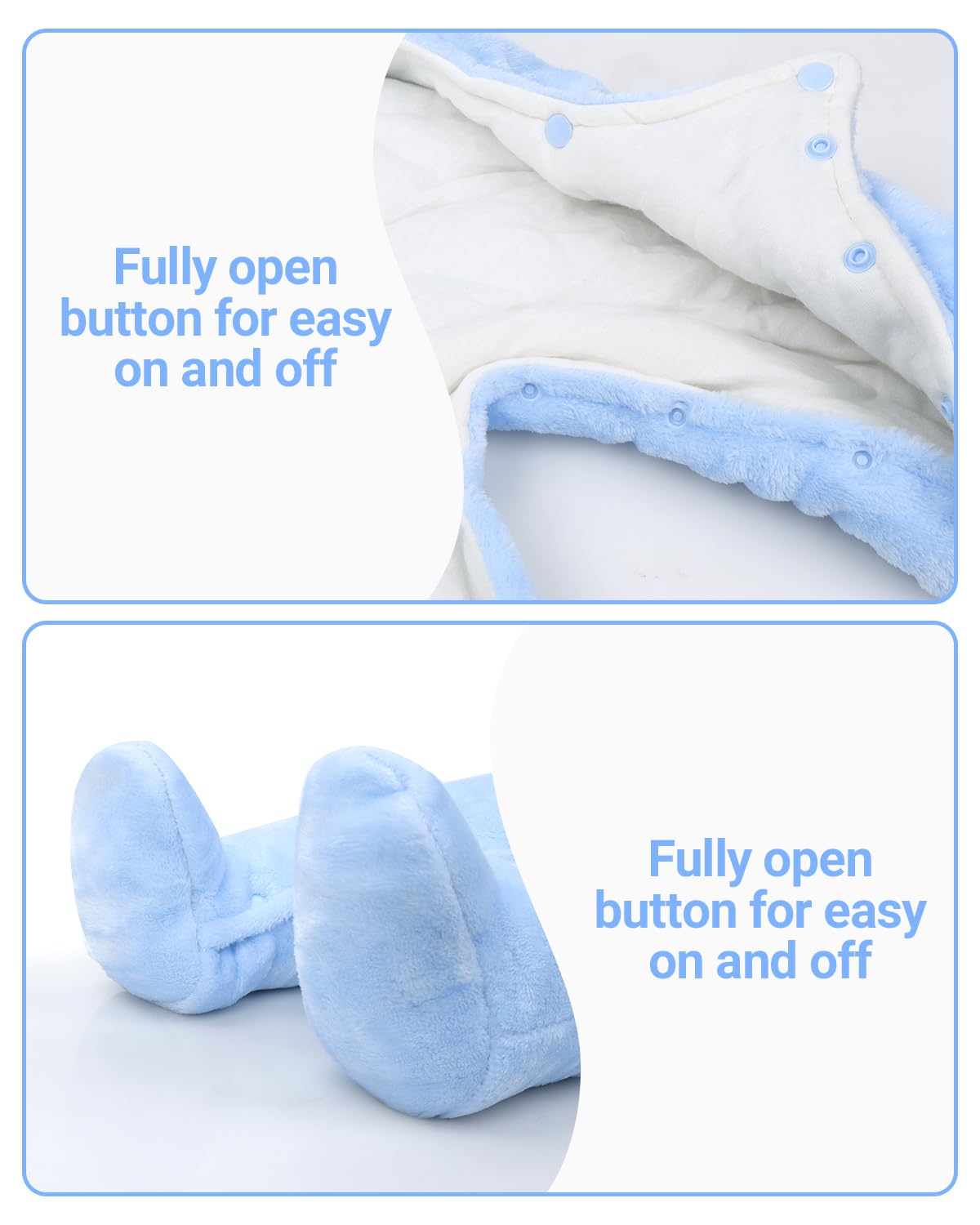 JiAmy Tute da Neve Neonato Footed Pagliaccetto per Ragazze Ragazzi, Tute da Neve Bambino Pile Tuta Neve Neonato Inverno con Cappuccio Calore Infantile,Blu 9-12 Mesi