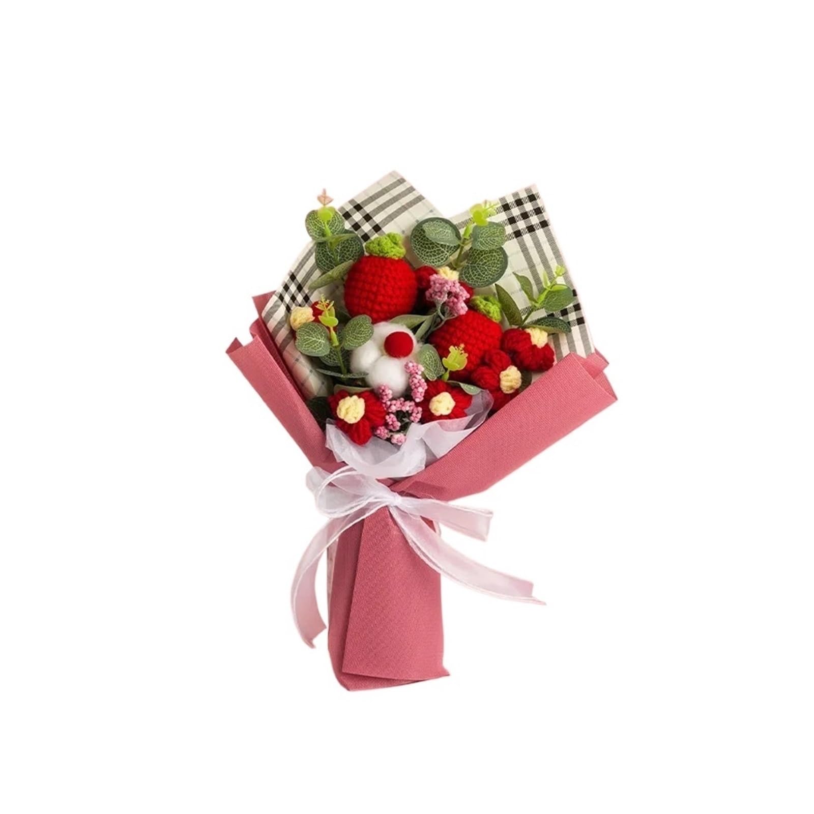 FCfpxwtz Artificial Crochet Flower, Crochet Knitted Artificial Flower Bouquet Multicolor for Wedding Graduation Home Decor(3)