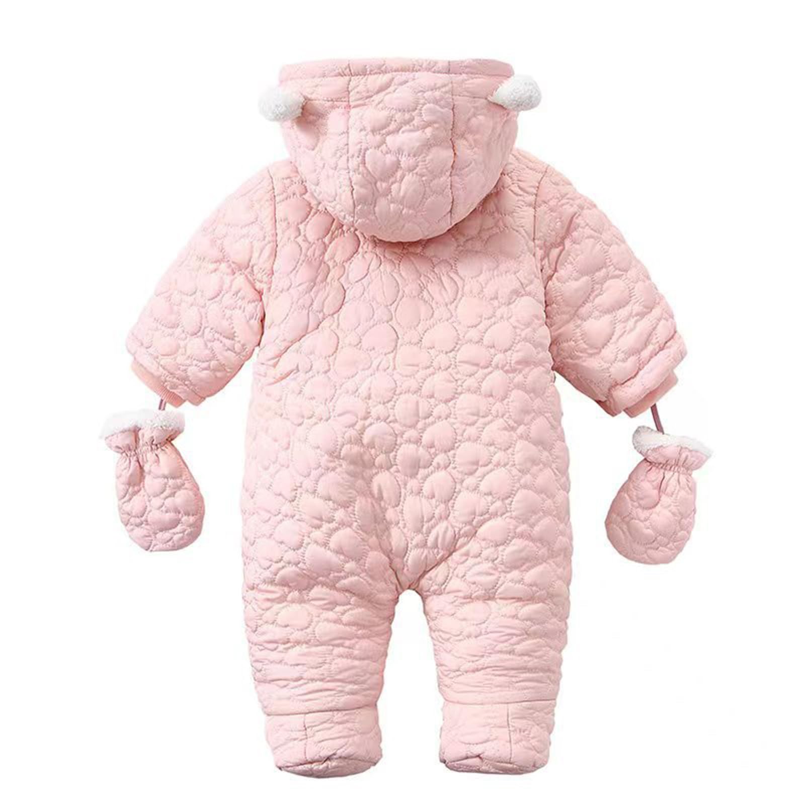 Pelele para bebé Ropa de abrigo Traje de nieve Orejas de oso Niña Abrigo Infantil Mono con Capucha Chaqueta Cálida Niña Abrigo Chaqueta con Guantes
