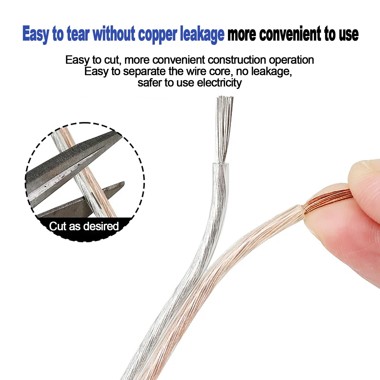 Cavo Trasparente A 2 Conduttori Da 16 AWG A 30 AWG, 300 V, In Rame Puro E Stagnato, Parallelo, Con Guaina Elettrica Trasparente Per Apparecchiature Elettriche, Catene Luminose A LED Per Esterni(200ft,