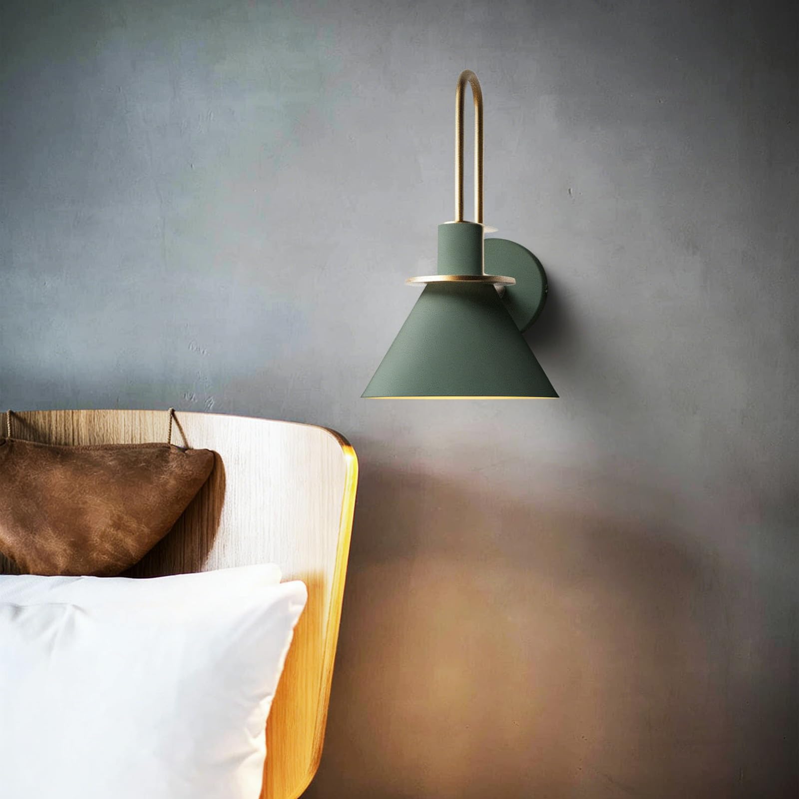 Apliques de pared industrial retro E27 iluminación interior verde y oro 8