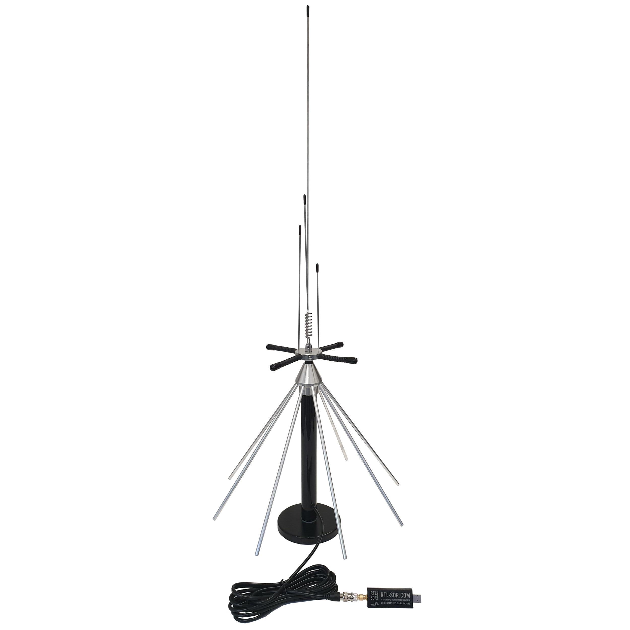RTL-SDR Blog V4 (R828D) + Antenne Scanner de bureau SKYSCAN (25-2000 MHz) - Kit complet haut débit pour réception HF/VHF/UHF