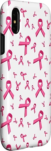 Miniatura 9 de iPhone 13 Pro Max - Funda de soporte para mujer con patrón de cinta rosa para concientización sobre el cáncer de mama