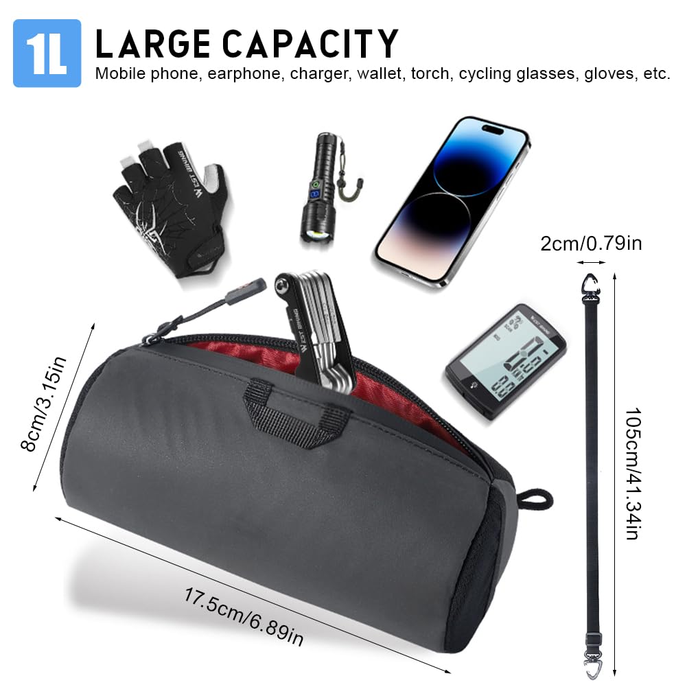 Borsa da manubrio da bicicletta, multifunzionale, 1 l, riflettente, con tracolla, per mountain bike, bici da corsa, City Bikes