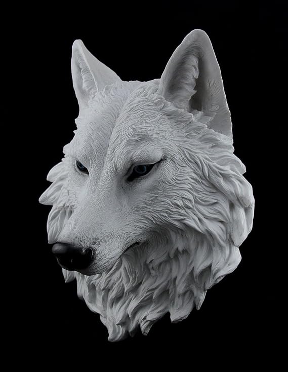 Zeckos White Arctic Wolf Head Wall Mount Sculpture