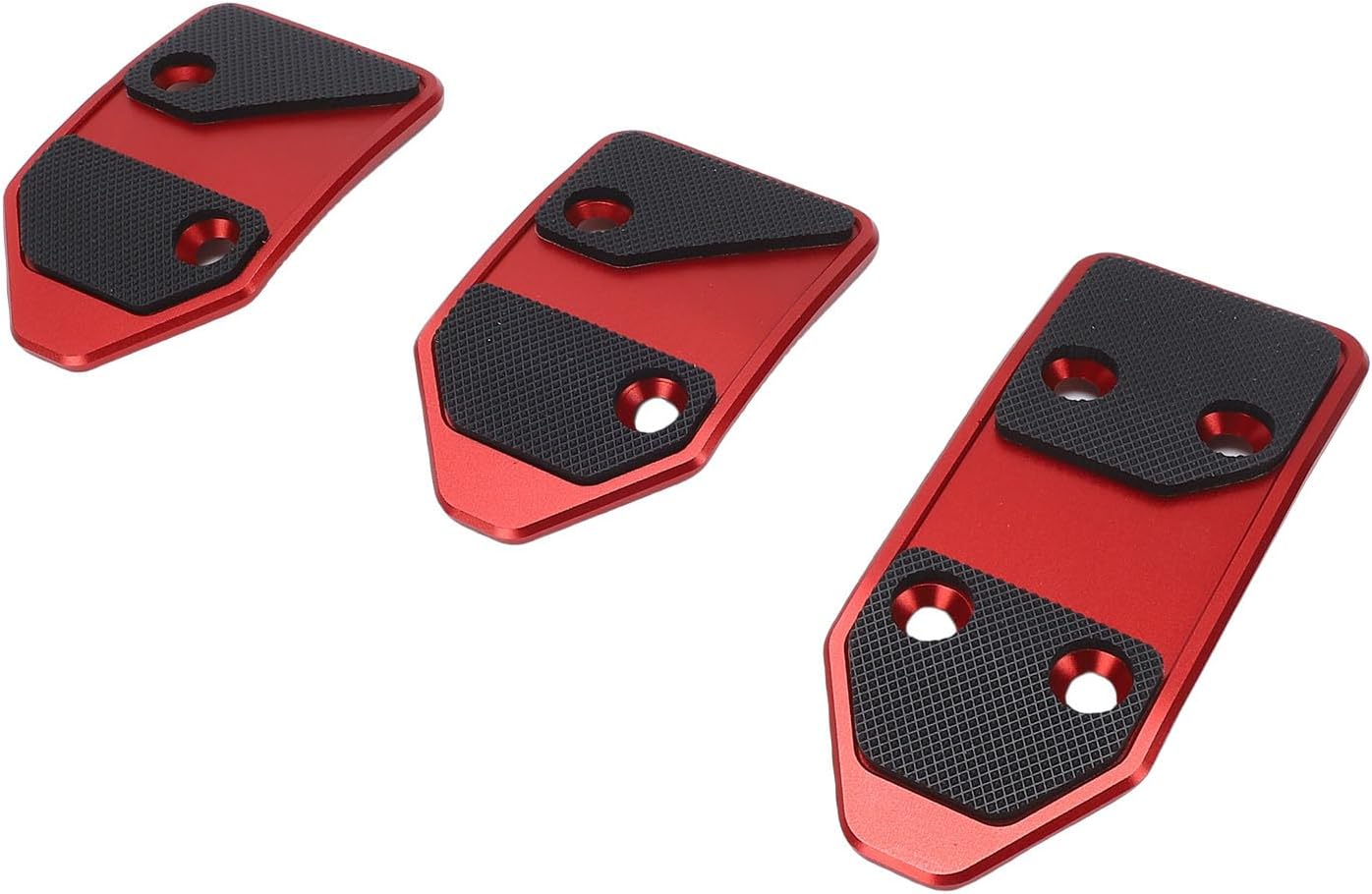 Dioche Accelerator Brake Clutch Pedal Covers, Non Slip Rubber and Aluminum Pedal Pads with Black Rubber Inserts, for Cars Brake Clutch Accelerator Pedals (Red)