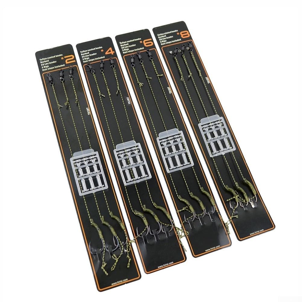 W.P.E 1set/6pcs Carp Fishing Hair Rigs Ready Made Boilie Tied Carp