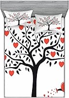 Vista 104 de Ambesonne Island Map - Juego de sábanas bajeras y fundas de almohada, mapa del tesoro súper detallado, diseño de piratas rústicos grungy, tema