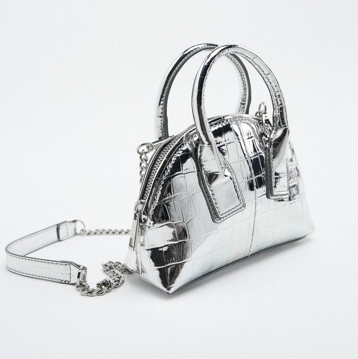 Mini Silver Crossbody Purse for Women Gold Purse Cute Small Top Handle Purses Pink Metallic Bag Shiny Chain Handbag - Image 3