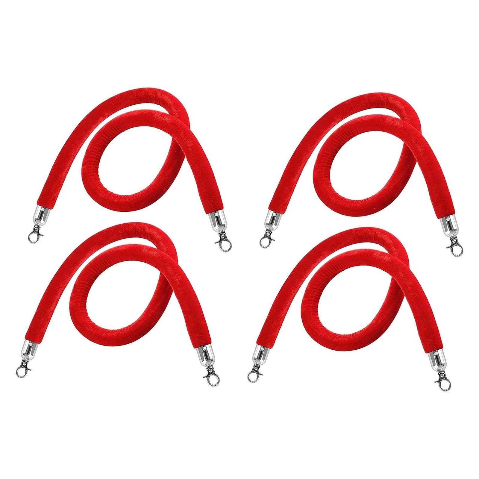 Ghkryd 4 Pack Barrier Rope, Red Velvet Rope, Outdoor Safety Barriers Crowd Control Stanchion Ropes For Carpet/Church/Hotel(,2Ft/61Cm)