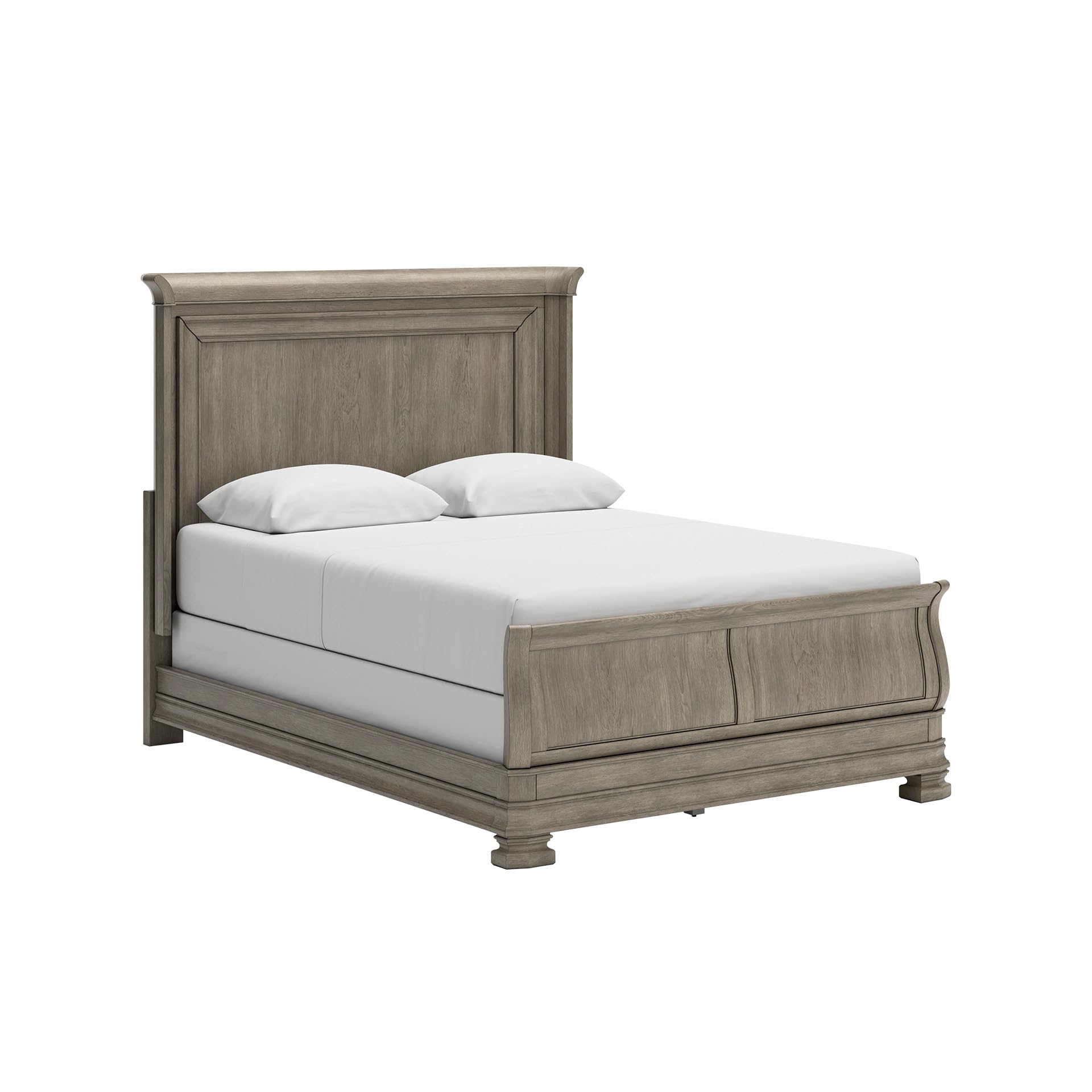 Signature Design by Ashley Lexorne Traditional Queen Sleigh Bed, Foundation or Box Spring Needed, Light Gray