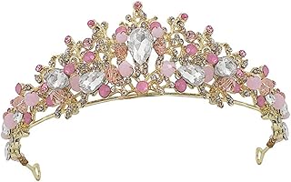 فوميز. تاج الاميرة الباروكي العتيق للاطفال، تاج الاميرة بلون الراينش للفتيات والنساء والاميرات والاطفال الصغار والبنات الصغيرات، تاج ساحر كريستال للنساء