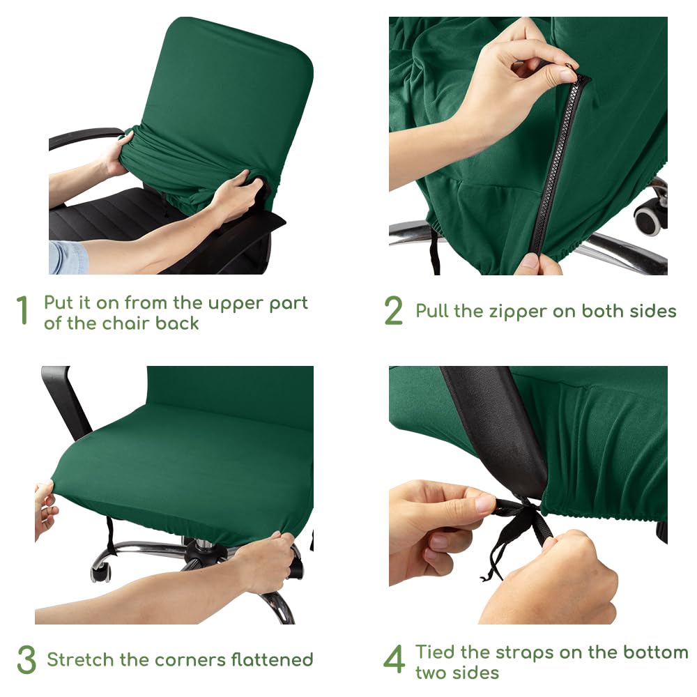Coprisedia da ufficio Computer Coprisedia Coprisedili in simplismo Stile Moderno Elasticizzato Coprisedili rimovibile, per sedia girevole da ufficio con braccioli(sedia non inclusa)(Verde,S