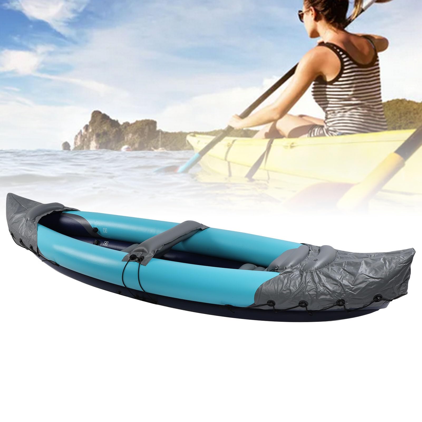 Kayak Plegable, Kayak Inflable Resistente Al Agua para Navegación para Pescar