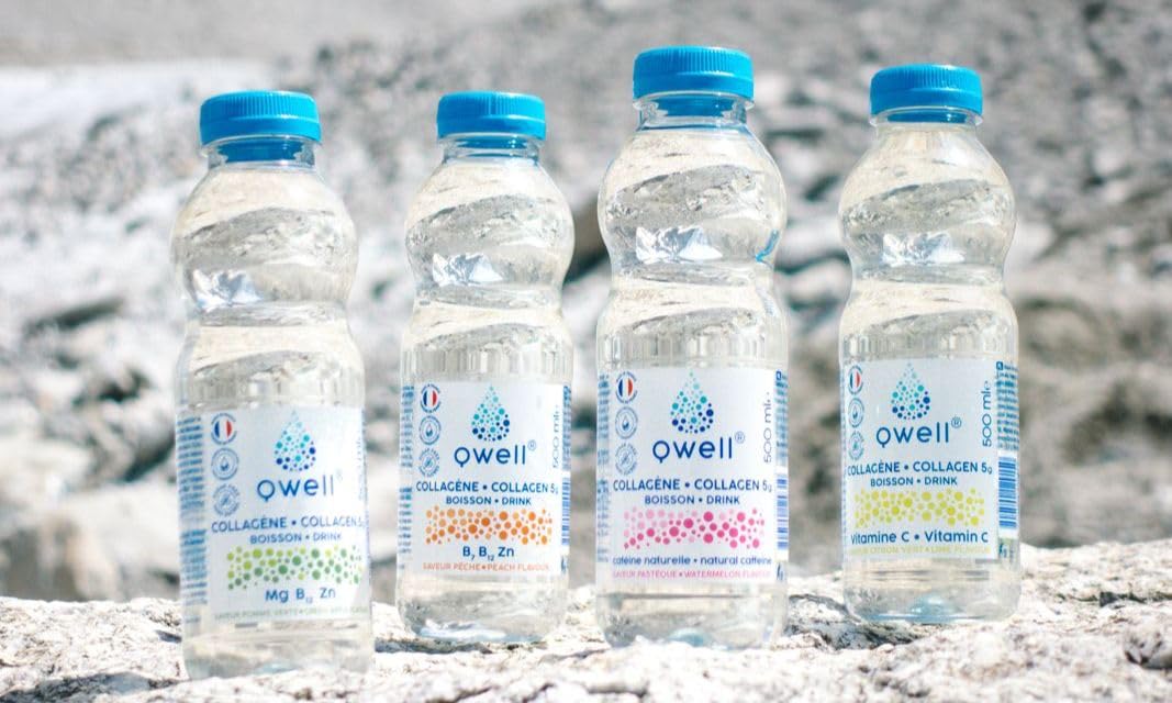 QWELL - Boisson au Collagène enrichie en Vitamine C - Antioxydante & Rafraîchissante - Saveur Citron Vert - 100% Naturel - 12x500 ml