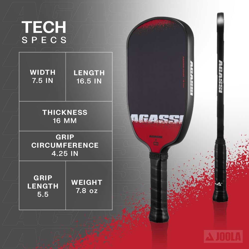 Amazon.co.jp: JOOLA Agassi Edge 16mm ピックルボールパドル