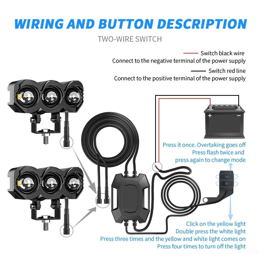 LED per moto 45W Doppio Fascio Giallo IP67 LED per moto 45W
